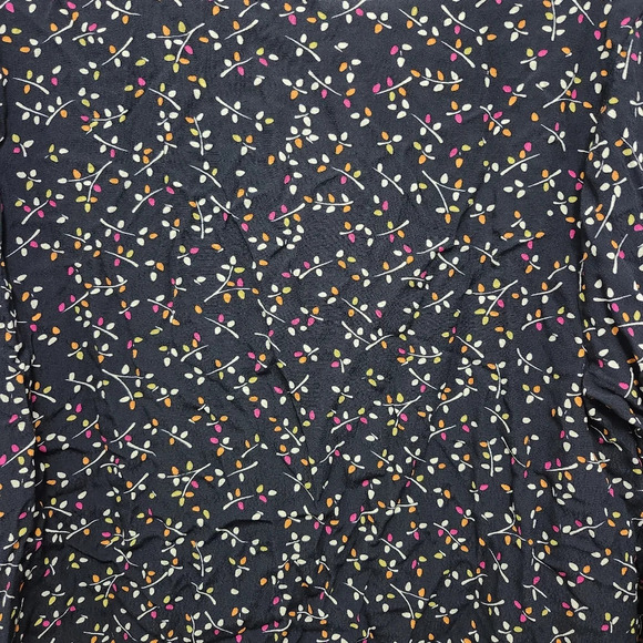 J.jill women's blouse top size L floral black long sleeve missing a butt… - Picture 9 of 9